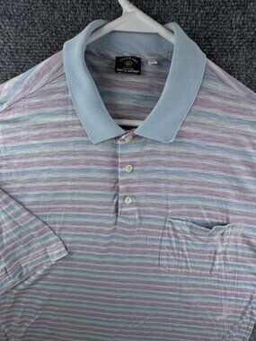 Maus & Hoffman Solemare Polo Shirt Men Large Striped Italy Colorful Lightweight